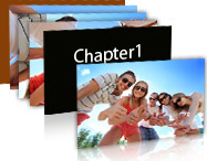 Video and photo organizer MediaShow includes easy drag-and-drop color boards for adding chapters to your photo slideshows